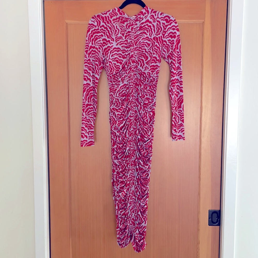 A.L.C. Ansel Jersey Dress, Lilac and Red, Size Medium